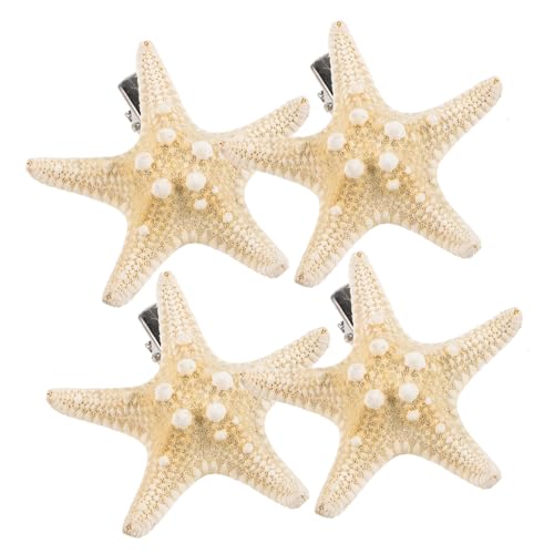 TOPPERFUN 4stücke Seestern Haarspange Fünfzackige Stern Haarnadeln Strand Haarspangen Braut Haarschmuck Für Frauen Und Mädchen Natürlicher Haarschmuck von TOPPERFUN