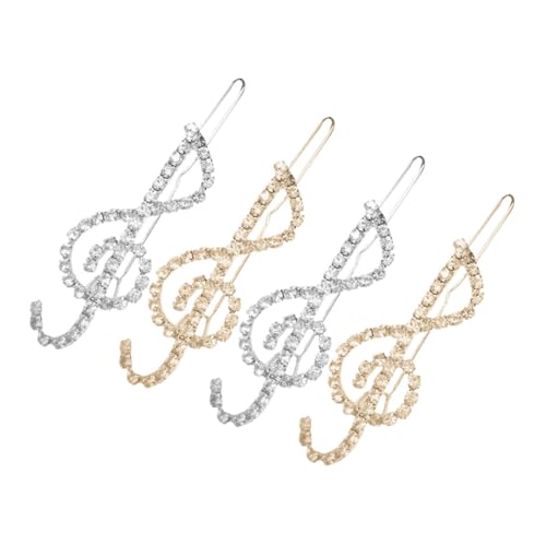 TOPPERFUN 4stücke Musiknoten-haarspangen Aus Metall Dekorative Strass-haarspangen Haarschmuck Für Hochzeit Rutschfeste Haarklammern Für Frauen Und Mädchen Styling-haar-accessoires von TOPPERFUN