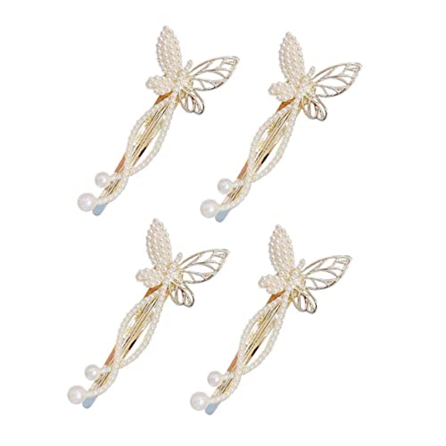 TOPPERFUN 4 Stück Perlen Haarspangen für Hochzeit Party Geburtstag Eleganter Schmetterlingshaarschmuck für und Mädchen Vielseitig Einsetzbar Kunsthandwerklich Gestaltet von TOPPERFUN