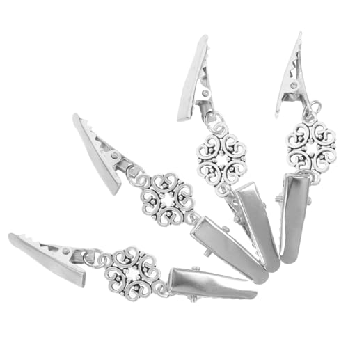 TOPPERFUN 4 Stück Retro Reversclip Pulloverclips Schalclips Für Damen Cardigan Clips Für Damen Clips Für Damenkleidung Pullover Schalclip Kette Pullover Schalclips Silber von TOPPERFUN