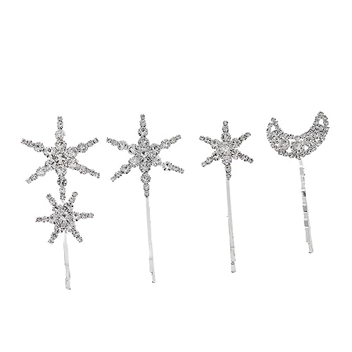 TOPPERFUN 4stücke Silber Haarnadeln Mit Stern Und Mond-design Elegant Für Frauen Glänzende Strasssteine Für Hochzeiten Partys Tänze Und Andere Besondere Anlässe von TOPPERFUN