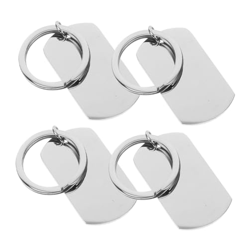 TOPPERFUN 4 Stück Schlüsselanhänger Blanko Rohlinge für Gravur Leicht Handgefertigt Korrosionsbeständig für Personalisierte DIY Schmuckherstellung von TOPPERFUN