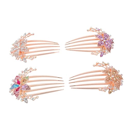 TOPPERFUN 4 Stück Strass Blumenkamm Haar Seitenkämme Funkelnder Brautschmuck Für Hochzeiten Weihnachtsfeiern Abschlussbälle Tänze von TOPPERFUN