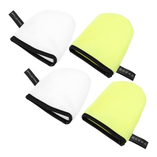 TOPPERFUN 4 Stück Teiliges Doppelseitiger Peeling gesichtshandschuhe für Damen Weiche Waschbare Make up entferner Handschuhe Sanfte Reinigungstücher für Gesunde Hautpflege Zufällige Farbe von TOPPERFUN