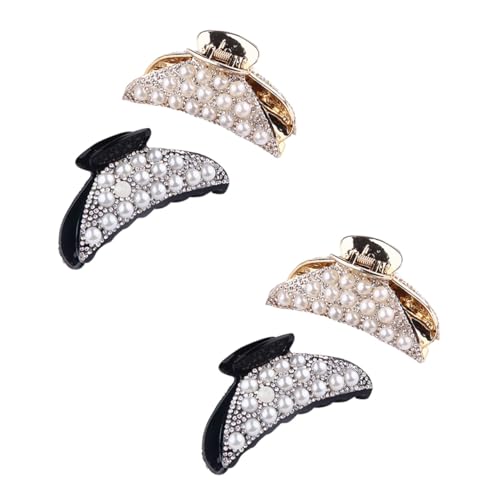TOPPERFUN 4 Stück Teiliges Haarspangen Damen mit Perlen und Strasssteinen Große Haarklammern für Dünnes Dickes Haar Modischer Haarschmuck Hochzeit Rutschfeste Haarklammern für Frauen und von TOPPERFUN
