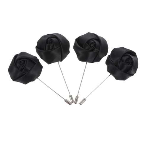 TOPPERFUN 4 Stück Teiliges Handgefertigte Stoff Rosenbroschen Herren Anstecknadeln für Anzüge Romantische Herz Rosen Corsage Anzugblume für Hochzeiten Partys Festliche Dekoration von TOPPERFUN