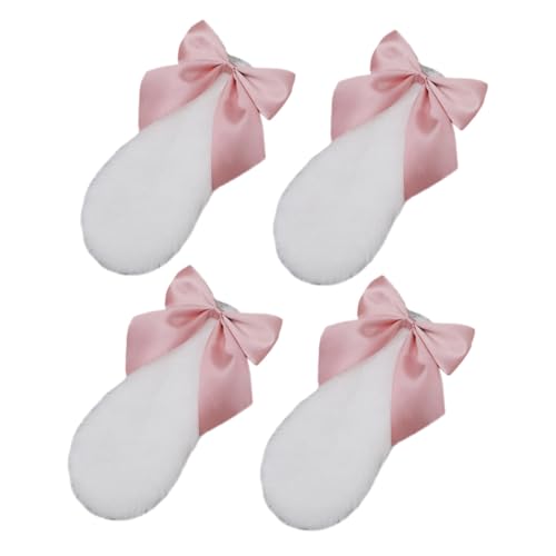 TOPPERFUN 4 Stück Teiliges Hasenohren Haarclip mit Schleifen Dekorative Bunny Ears Haarklammern für Mädchen Leichtes Flexibles Design Angenehmes Stoffmaterial für Karneval Geburtstag Party von TOPPERFUN