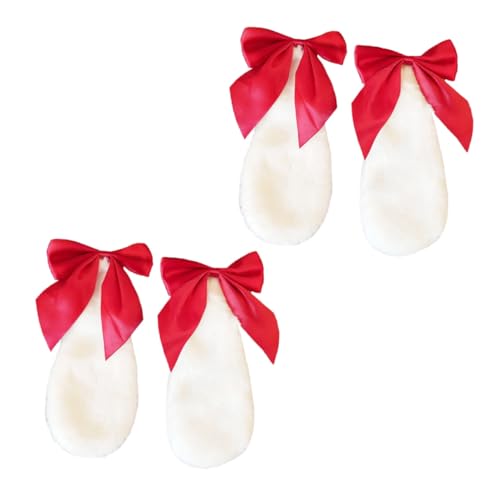 TOPPERFUN 4 Stück Teiliges Hasenohren Haarspangen mit Schleife Kuschelige Cosplay Haaraccessoires für Halloween und Partys Weiche Leichte Stoffclips für Mädchen von TOPPERFUN