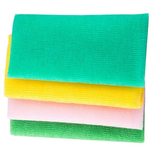 TOPPERFUN 4 Stück Teiliges Peeling duschtuch Antibakterieller Körperpeeling schrubber Langlebiges Hautschonendes Badehandtuch mit Reichhaltigem Schaum für Sanfte Körperreinigung und Massage von TOPPERFUN