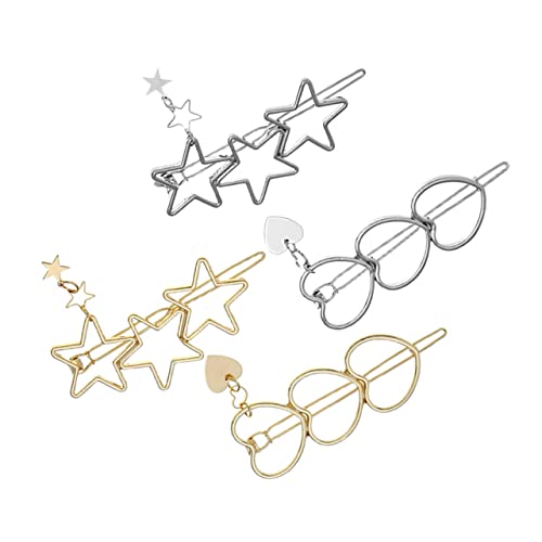 TOPPERFUN 4 Stück Teiliges Set Stern und Herzförmige Haarklammern Haaraccessoires für Mädchen für Hochzeiten Partys und Alltag Haarnadeln aus Legierung von TOPPERFUN