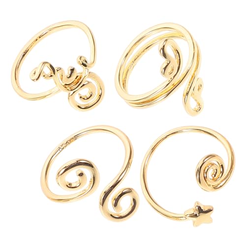 TOPPERFUN 4 Stück Offener Zehenring für Damen Verstellbar Handgefertigt mit Zirkonia Gold Design für Fußschmuck im Sommer Zehenringe für Strand und Freizeit von TOPPERFUN