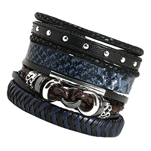 TOPPERFUN 4 Stück Teiliges Set Verstellbare Geflochtene Lederarmbänder für Männer und Frauen Stilvolle PU Lederarmbänder für Strand Reisen Feiertage und von TOPPERFUN