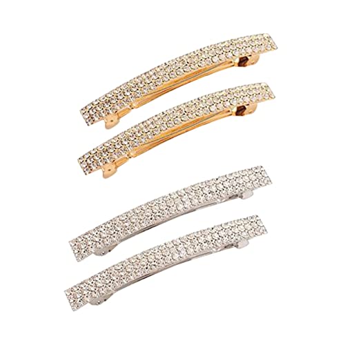 TOPPERFUN 4 Stück Teiliges Strass Haarspangen Stilvolle Haarklammern für Frauen und Mädchen Modische Temperament Haarschmuck Langlebige Haarclips in Gold und Silber Vielseitig Kombinierbar von TOPPERFUN