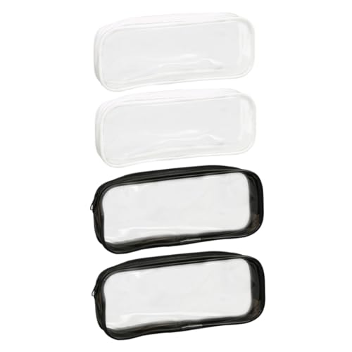 TOPPERFUN 4 Stück Teiliges Transparente PVC Stiftetui Wasserdichter Kosmetikbeutel für Damen Tragbarer Aufbewahrungshalter für Schreibwaren Organizer für Stifte und Kosmetik von TOPPERFUN