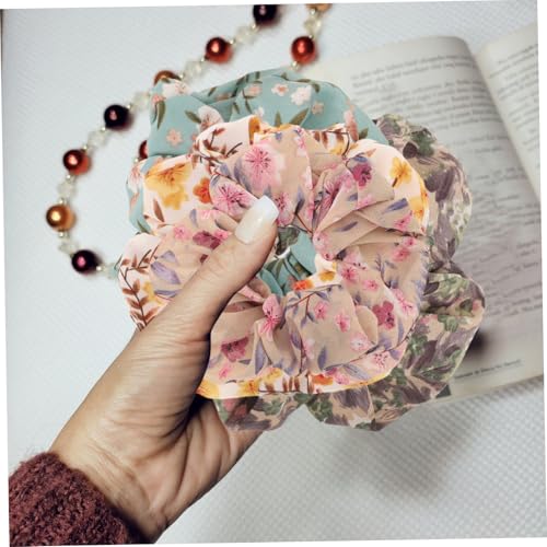 TOPPERFUN 4 Stück Teiliges Vintage Haarband mit Französischem Blumenmuster Elastische Ponytail Halter Modische Haargummis für Damen und Mädchen Leicht Dehnbar Dekorativ und Zufällige Farbe von TOPPERFUN
