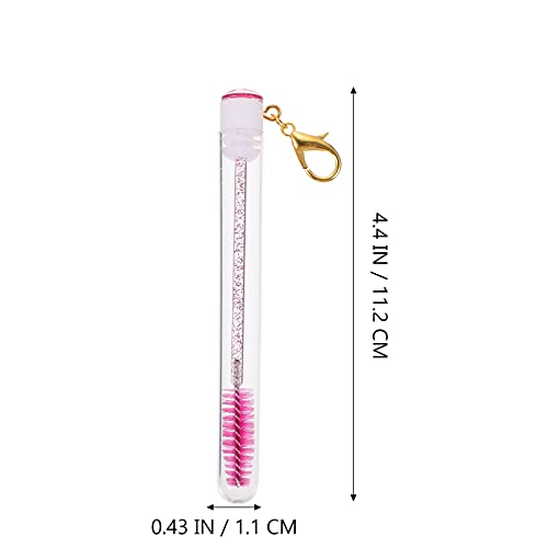 TOPPERFUN 4 Stück Teiliges Wimpernbürsten Schlüsselanhänger Wiederverwendbare Abnehmbare Wimpernkämme in Leuchtendem Rosarot Praktische Eyelash Comb Makeup Eyelash Applicator für Damen Lang von TOPPERFUN