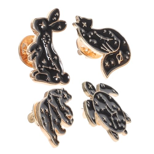 TOPPERFUN 4 Stücke Cartoon Tierbroschen Legierung Pulloverbroschen für Damen Schildkröte Hase Fuchs Kreative Kleidungsdekorationen für Partys und Besondere Anlässe von TOPPERFUN