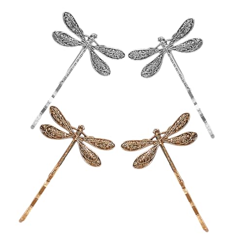 TOPPERFUN 4 Stück Vintage Haarnadel Libellen-Haarspange für Mädchen Haarspange süß Libelle Haarspange Entzückende Libellen-Haarspange Zubehör Vintage Libellen Haarspange Libellen-Clip Metall von TOPPERFUN