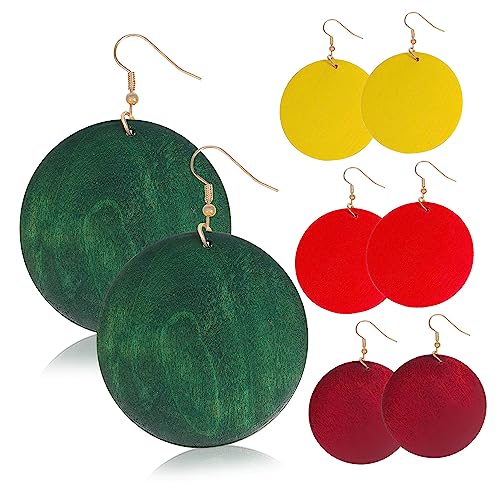 TOPPERFUN 4Paar Holzohrringe für Damen Leichte Geometrische Dangle Ohrringe Weinrot Exquisites Retro Design TOPPERFUN 4Paar Holzohrringe für Damen Leichte Geometrische Dangle Ohrringe Weinrot Exquisites Retro Design von TOPPERFUN