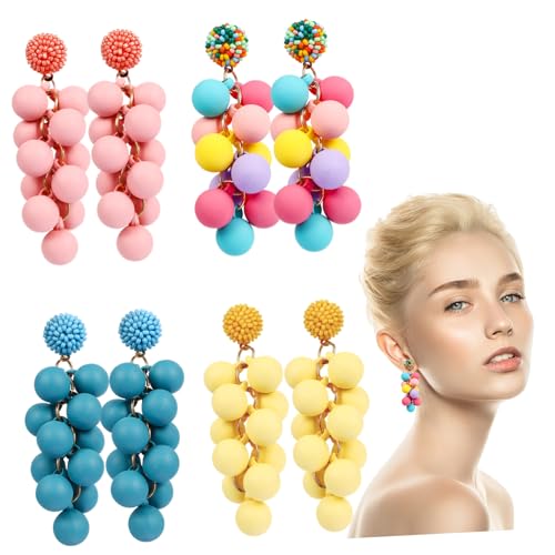 TOPPERFUN 4Paare Candy Dangle Ohrringe mit Acrylkugel Perlen für Damen Auffällige Ohrringe Perfektes für Frauen für Partys Besondere Anlässe TOPPERFUN 4Paare Candy Dangle Ohrringe mit Acrylkugel Perlen für Damen Auffällige Ohrringe Perfektes für Frauen für Partys Besondere Anlässe von TOPPERFUN