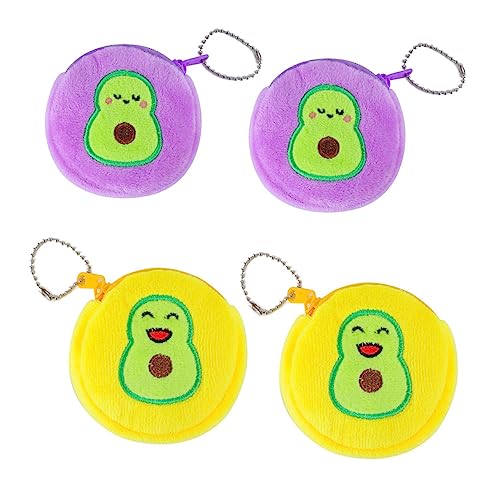 TOPPERFUN 4 Stück Cartoon Kopfhörertasche Plüsch Geldbörse für Kinder Süße Avocado Münztasche Tragbare Aufbewahrung mit Reißverschluss Kawaii Design für Mädchen von TOPPERFUN