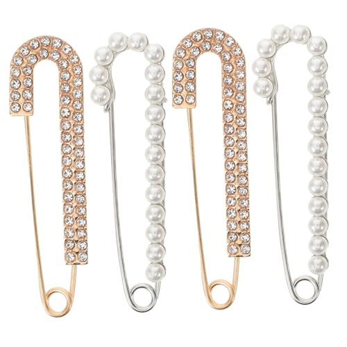 TOPPERFUN 4stücke Damenbrosche Aus Leichtmetall Perlenbrosche Mit Sicherheitsnadel Dekorative Nadel Für Kleider Und Schals Broschennadel Für Strickjacken Vielseitig Und Angenehm Zu Tragen von TOPPERFUN