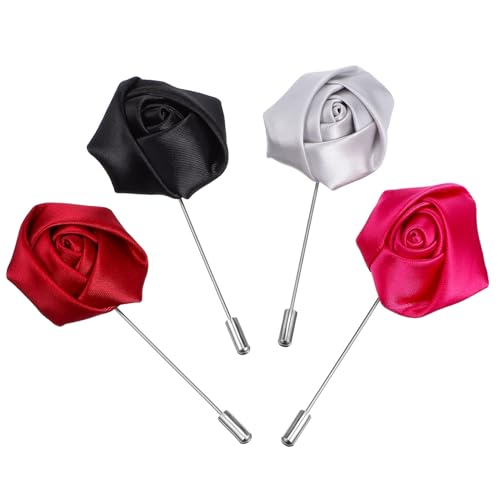 TOPPERFUN 4stücke Herren Anstecknadel Blumen Knopfloch Brosche Anzug Accessoires Modeschmuck Herrenanzug Kragennadel Herrenbrosche Blumennadel Herrenanzugbrosche von TOPPERFUN