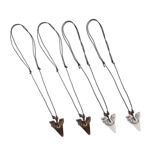 TOPPERFUN 4Stücke Teiliges Haifischzahn für Strandliebhaber Kühle Herren und Kinderhalsketten Abenteuerliches Design für Altersgruppen für Surfer und Stylische von TOPPERFUN