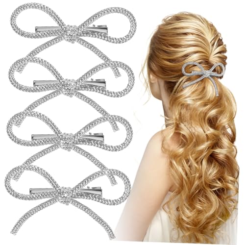TOPPERFUN 4stücke Strass-haarspangen Mit Schleifen Haarschleifen Für Mädchen Frauen Strass Haarschmuck Haar-accessoires von TOPPERFUN
