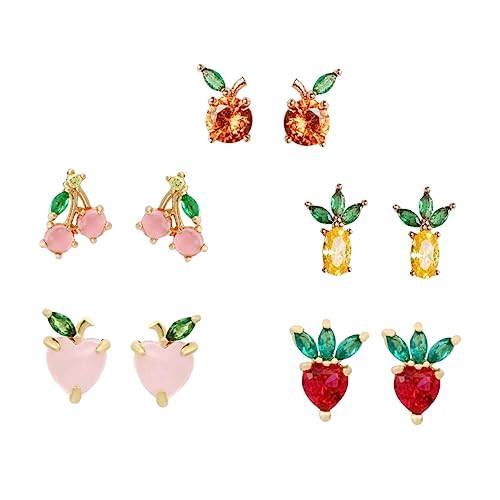 TOPPERFUN 5paare Ohrringe Für Damen Strass Ohrstecker Kreative Ohrhänger Schicke Dekorative Ohrringe Ausziehbar Für Alltag von TOPPERFUN