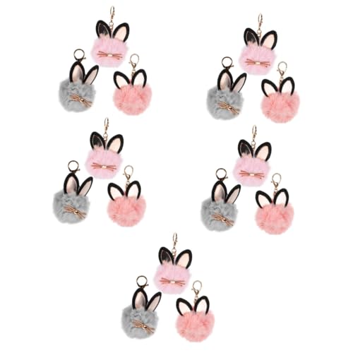 TOPPERFUN 5 Sätze Pelzball Schlüsselanhänger Katzen Süßer Schlüsselanhänger Flauschiger Schlüsselanhänger Katzen Schlüsselanhänger Schlüsselanhänger Süßer Plüsch 3 Stück * 5 von TOPPERFUN