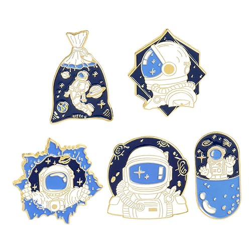 TOPPERFUN 5 Stück Cartoon Astronaut Brosche Abzeichen Legierung Anstecknadeln für Damen Kleidung von TOPPERFUN