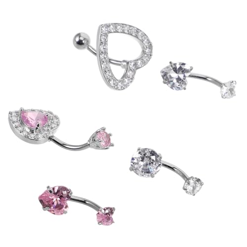 TOPPERFUN 5 Stück Bauchnabelpiercing Set Teilig mit und Funkelnden Strasssteinen Eleganter Bauchschmuck für Damen für Partys und Besondere Anlässe von TOPPERFUN