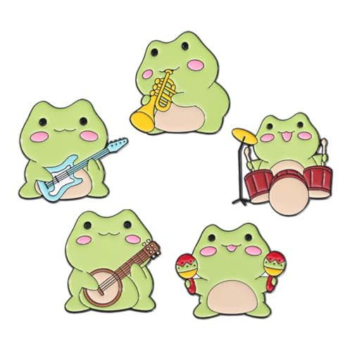 TOPPERFUN 5stücke Frosch-anstecknadeln Aus Metall Süße Broschen Für Taschen Und Rucksäcke Cartoon-tier-pins Als Dekoration Für Kleidung Und Accessoires von TOPPERFUN