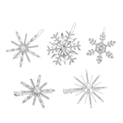 TOPPERFUN 5 Stück Glitzer Schneeflocken Haarklammern für Damen Leichte Langlebige Strass Haarspangen Fest Haltend Geeignet für Hochzeit Weihnachten Party und Festliche Anlässe von TOPPERFUN