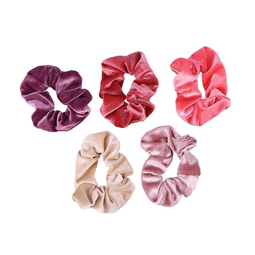 TOPPERFUN 5 Stück Haarbänder aus Elastischen Haargummis Plüsch Scrunchies Farben für Damen und Mädchen für Tägliche Styles und Besondere Anlässe von TOPPERFUN
