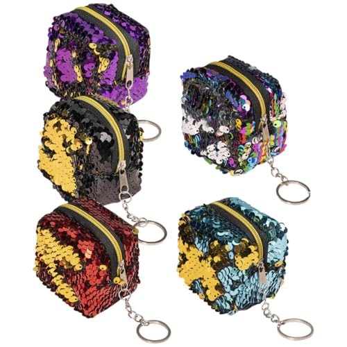 TOPPERFUN Kleiner Geldbörse Für Damen Tragbare Kosmetiktasche 5 Stück Reißverschluss Minitaschen Für Schmuck Münzhalter Und Schlüssel Wasserfest Für Reisen Und Alltag von TOPPERFUN