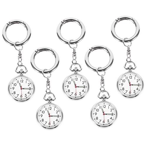 TOPPERFUN Krankenschwesteruhr Schlüsselanhänger Multifunktional Edelstahl Analog Pflegeuhr Für Damen Praktische Taschenuhr Mit Clip Für Medizinisches Personal 5 Stück von TOPPERFUN