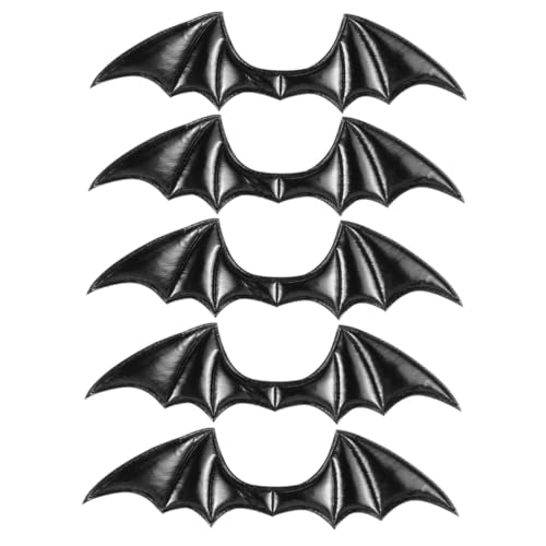 TOPPERFUN 5 Stück Teiliges DIY Bat Wings aus Weichem Dekorative Fledermausflügel für Haare Schuhe Kleidung und Taschen Langlebige Halloween Kostüm-accessoires in Lackleder-schwarz von TOPPERFUN