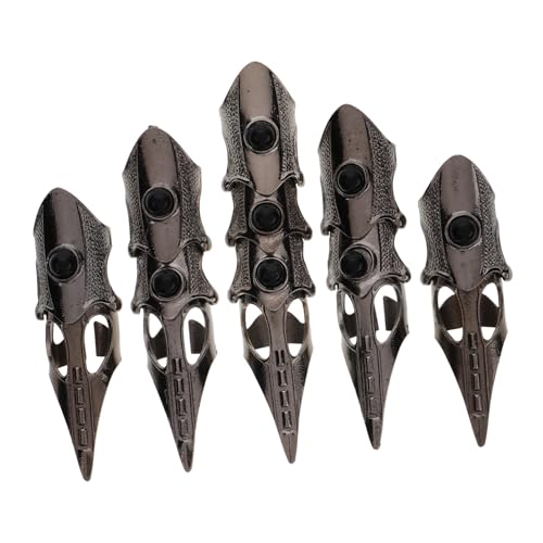 TOPPERFUN 5 Stück Teiliges Punk Ringe für Männer Vollfinger Design Auffällige Cosplay Partyzubehör Vintage aus Robustem Legierungsmaterial Halloween und Kostümierte Anlässe von TOPPERFUN