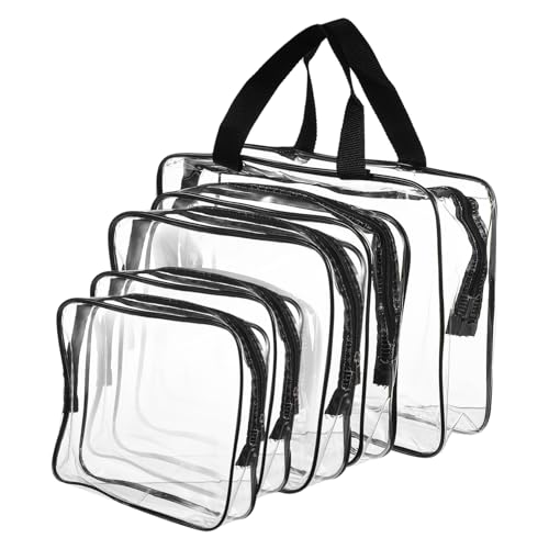 TOPPERFUN 5 Stück Teiliges Set Transparente Kosmetiktaschen wasserdichte Reise Organizer für Damen Makeup Taschen mit Reißverschluss für Reisen Gym und Alltag von TOPPERFUN