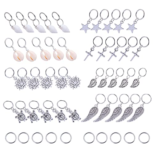 TOPPERFUN 50stücke Haar Flecht-ringe Haarschmuck Stern Anhänger Ringe Haar Zubehör Für Flechtarbeiten Party Halloween Weihnachten Kostümball von TOPPERFUN