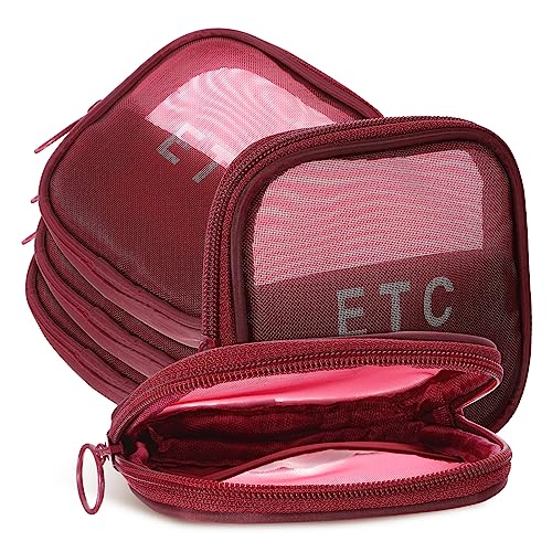 TOPPERFUN 5stücke Kompakte Mesh Kosmetiktaschen Tragbare Reise Kulturbeutel Für Toilettenartikel Und Make-up Leicht Und Transparent Für Frauen Und Reisen von TOPPERFUN