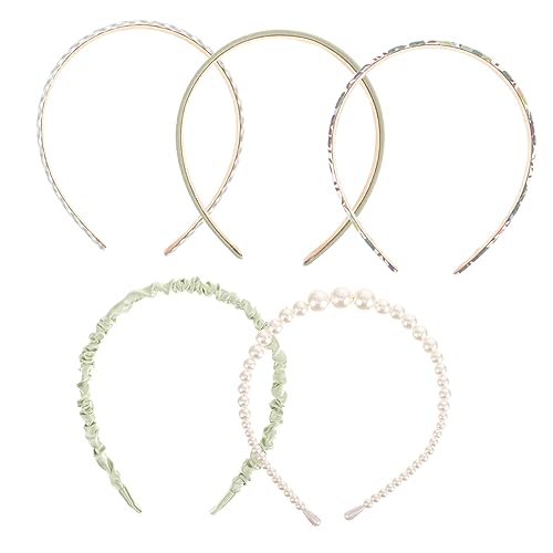 TOPPERFUN 5Stücke Teiliges Perlen Stirnband für Frauen Breites Haarband Verschiedenen Farben für Strand Freizeit Besondere Anlässe Perfektes für Weihnachten von TOPPERFUN