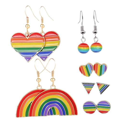 TOPPERFUN 6 Paare Regenbogen Ohrhänger mit Dangle Ohrringe für Frauen Pride Events Besondere Anlässe Kreatives Schmuckset Verschiedenen Designs TOPPERFUN 6 Paare Regenbogen Ohrhänger mit Dangle Ohrringe für Frauen Pride Events Besondere Anlässe Kreatives Schmuckset Verschiedenen Designs von TOPPERFUN