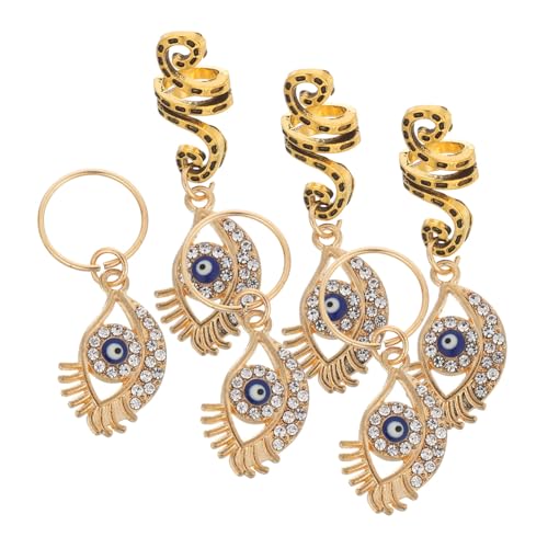 TOPPERFUN 6 Stck. Teiliges Haarring Bösem Blick Anhängern Metall Dreadlock-schmuck für Zöpfe und Flechtfrisuren Robuste Spiralen Vielseitiger Haarschmuck für Damen und Mädchen Einfache von TOPPERFUN