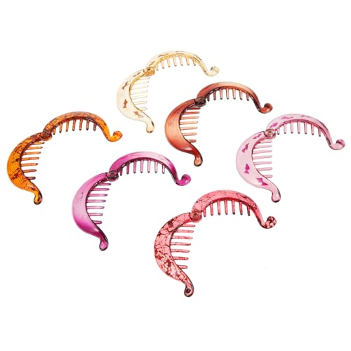 TOPPERFUN 6 Stück Bananenspangen für Damen Robuste Ponytail Holder Clips aus Leicht Langlebig Schonend für Dickes Haar Modische Haar accessoires in Sechs Farben Geeignet für Alltag und von TOPPERFUN