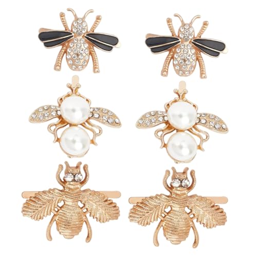 TOPPERFUN 6 Stück Bienen Schuhclips mit Glitzer Perlen Metall Schuhbeschläge Abnehmbare Kreative Schuhdekoration für Damen Vielseitig Einsetzbar bei Party Hochzeit und Alltag von TOPPERFUN