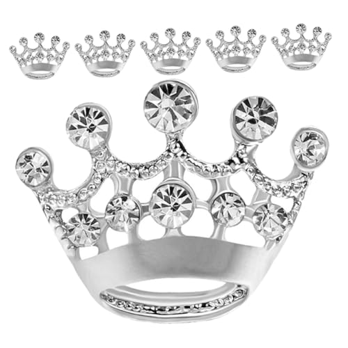 TOPPERFUN 6 Stück Damen Kronen Anstecknadeln Silberfarbene Broschen für Kleidung Schals Jacken Sicherer Halt Eleganter Schmuck für Hochzeit Geschenk Festliche Anlässe von TOPPERFUN