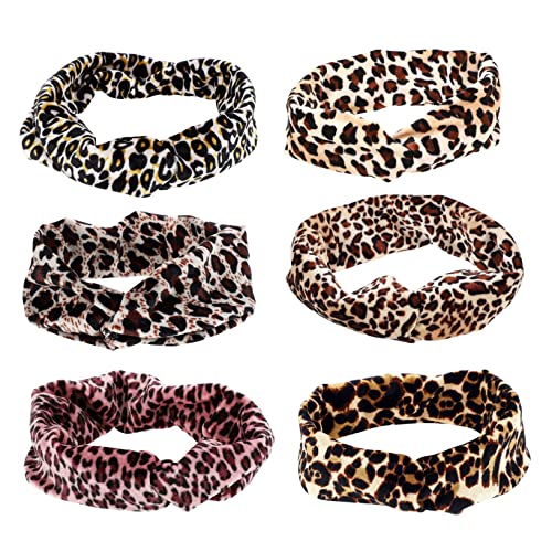 TOPPERFUN Leopard Muster Workout Stirnbänder 6 Stück Elastische Sport Haarbänder Für Damen Fitness Stirnbänder Schweißbänder Für Laufen Und Yoga Vielseitig Einsetzbar Für Sport Und von TOPPERFUN